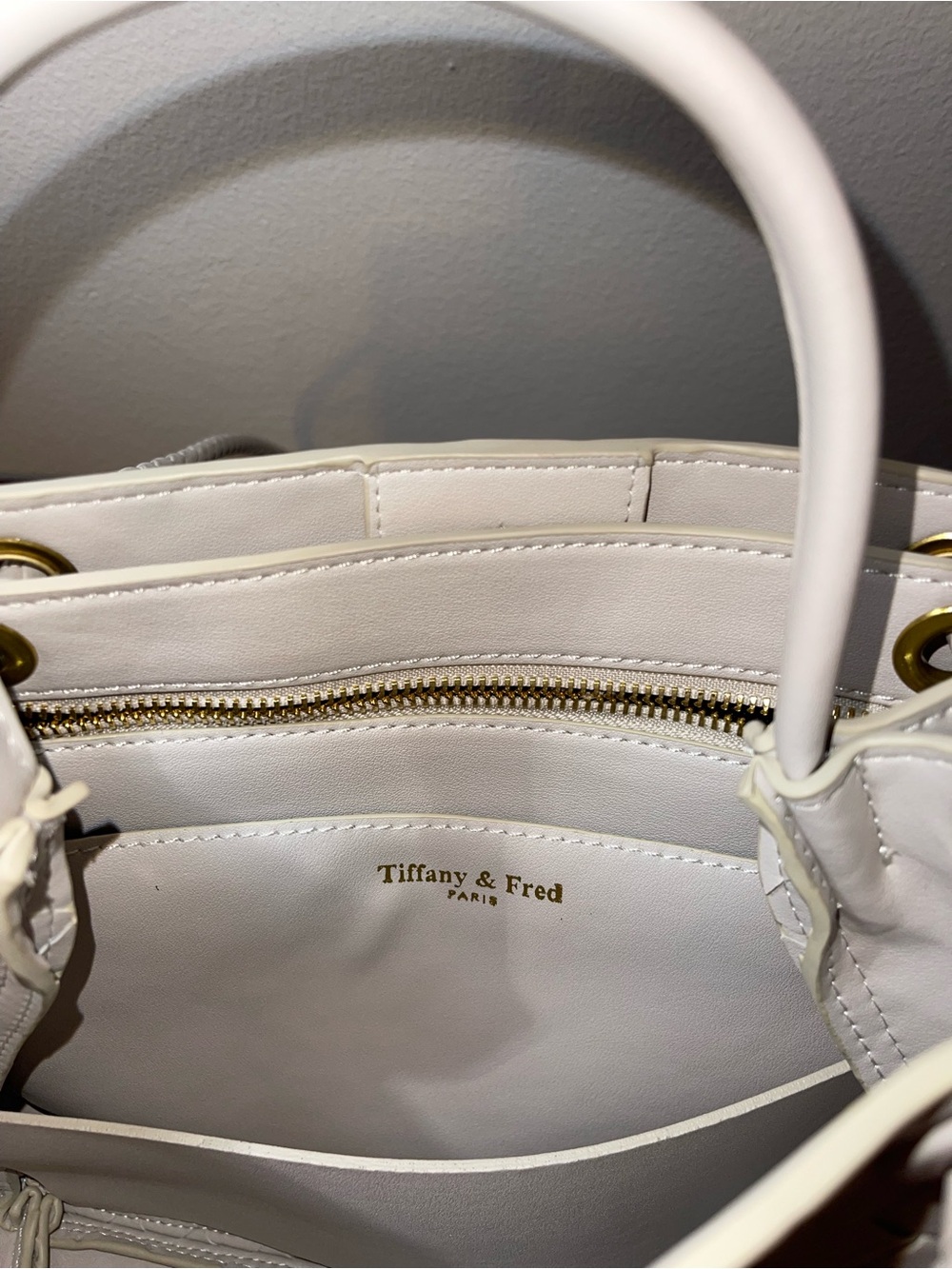 Tiffany & Fred Cream Leather Tote with Gold Hardware